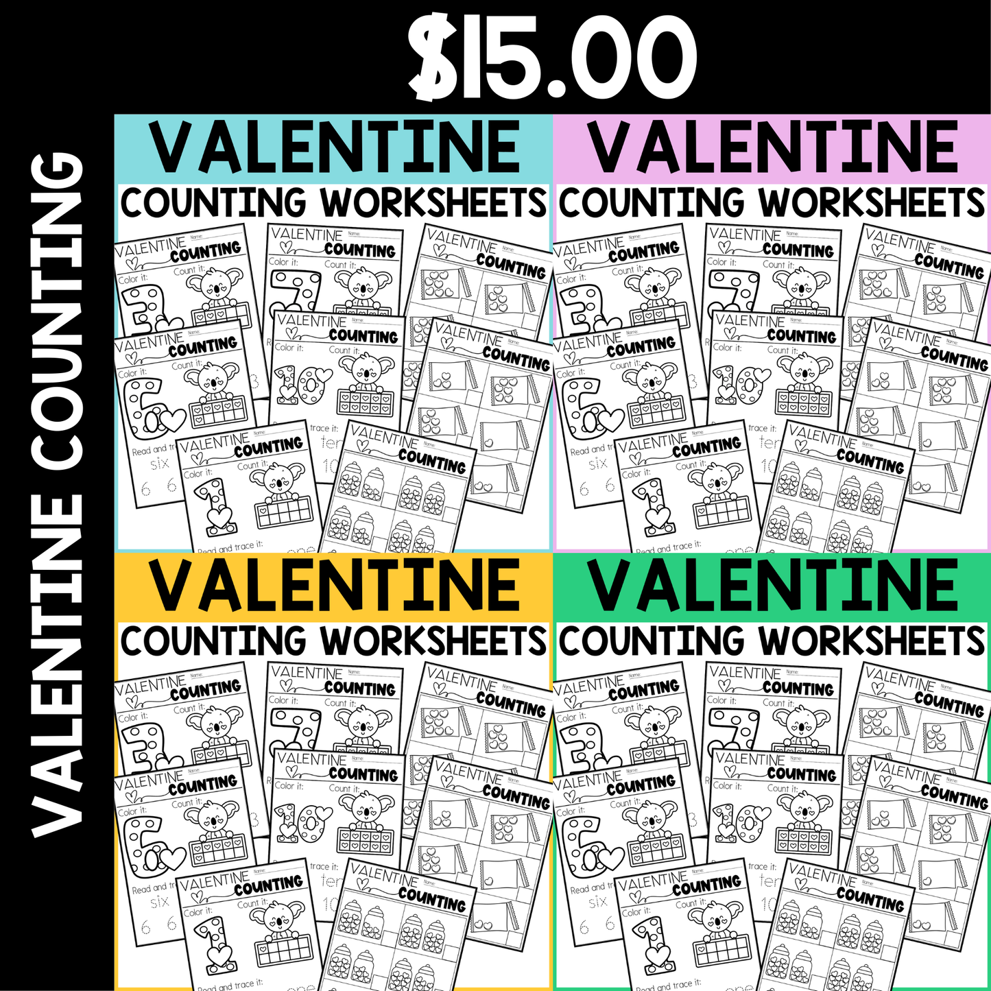 Valentine's Day Counting Worksheets
