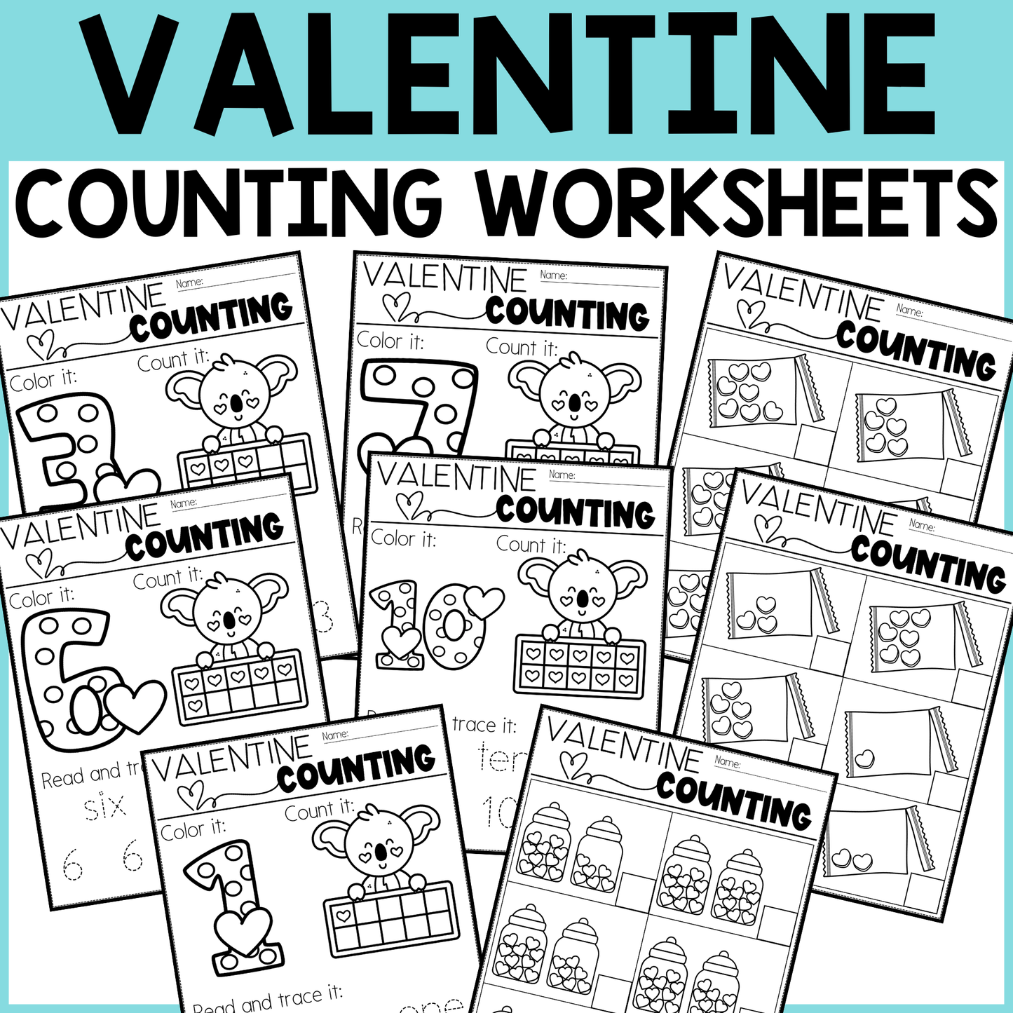 Valentine's Day Counting Worksheets