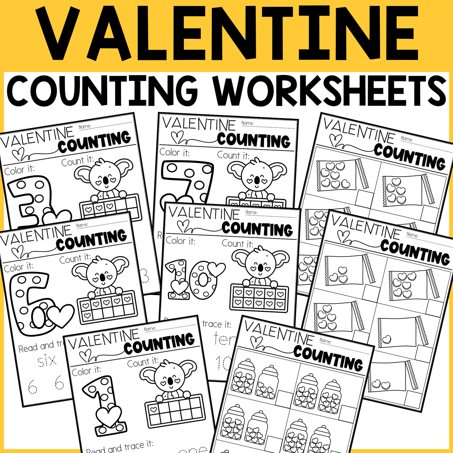 Valentine's Day Counting Worksheets