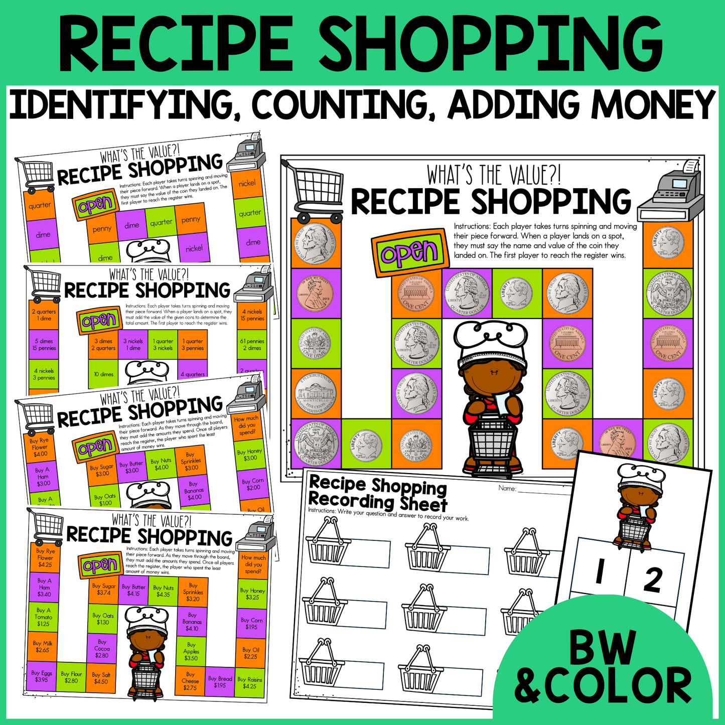 Recipe Shopping - Identify and Count Money