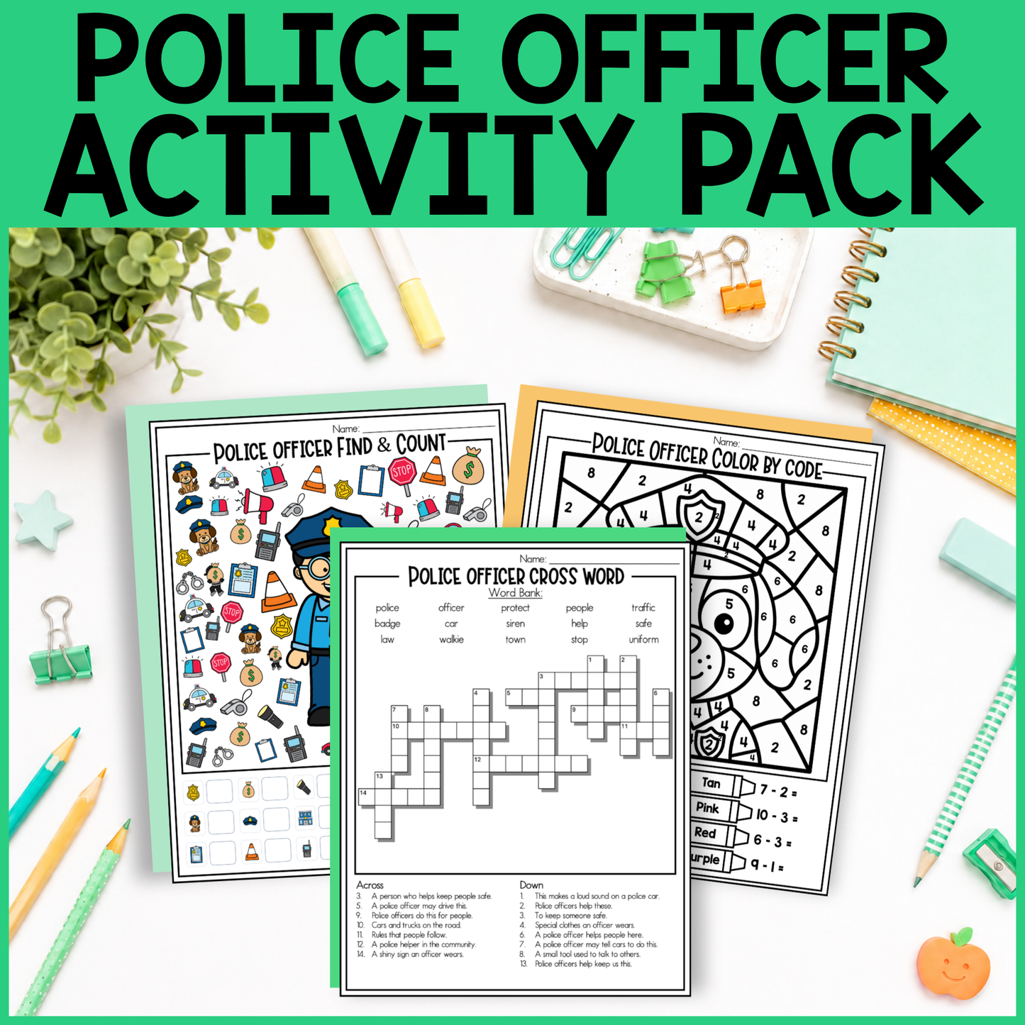 Police Officer Community Helper Activity Pack Editable PowerPoint