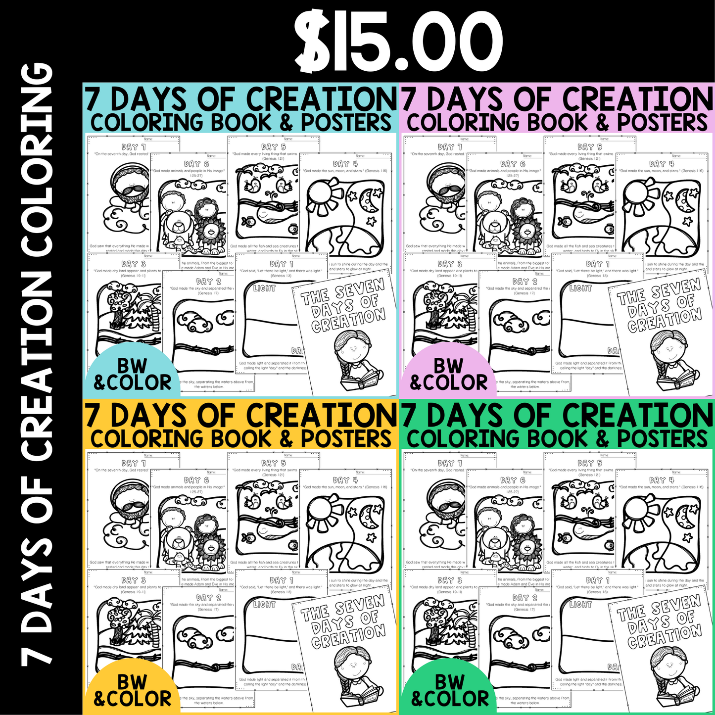 7 Days of Creation Coloring Pages