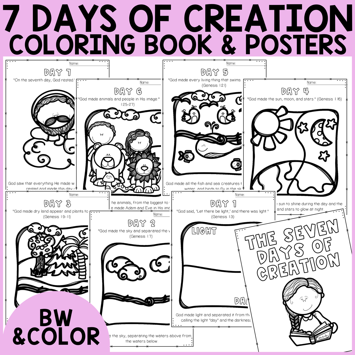 7 Days of Creation Coloring Pages