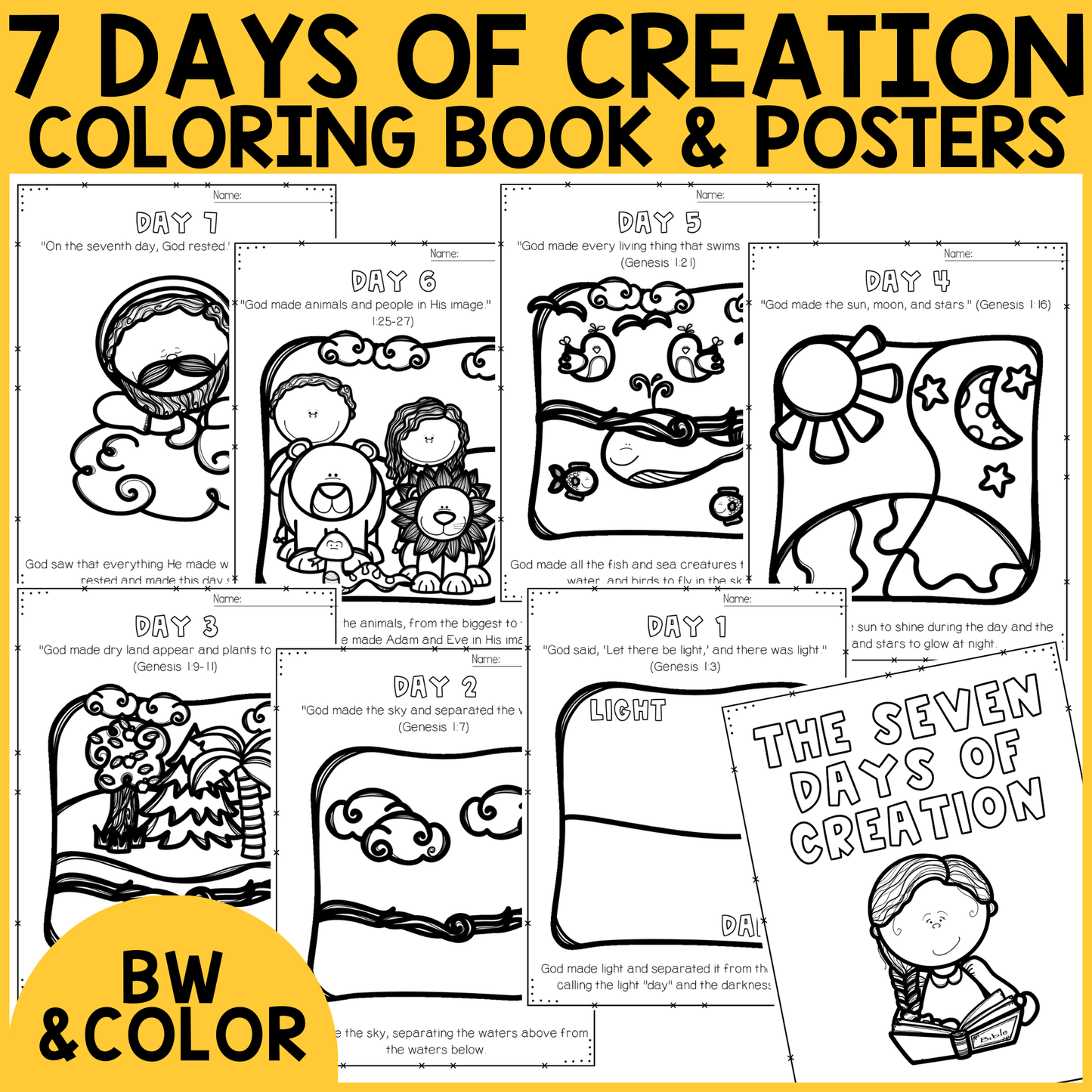 7 Days of Creation Coloring Pages