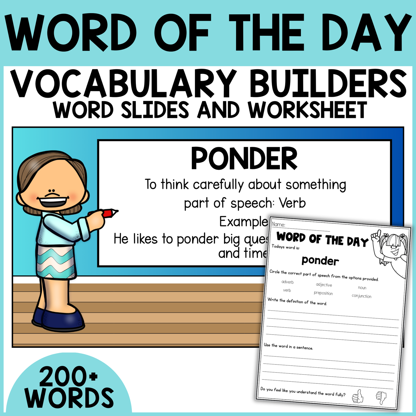 Vocabulary Word of the Day Slides and Worksheets