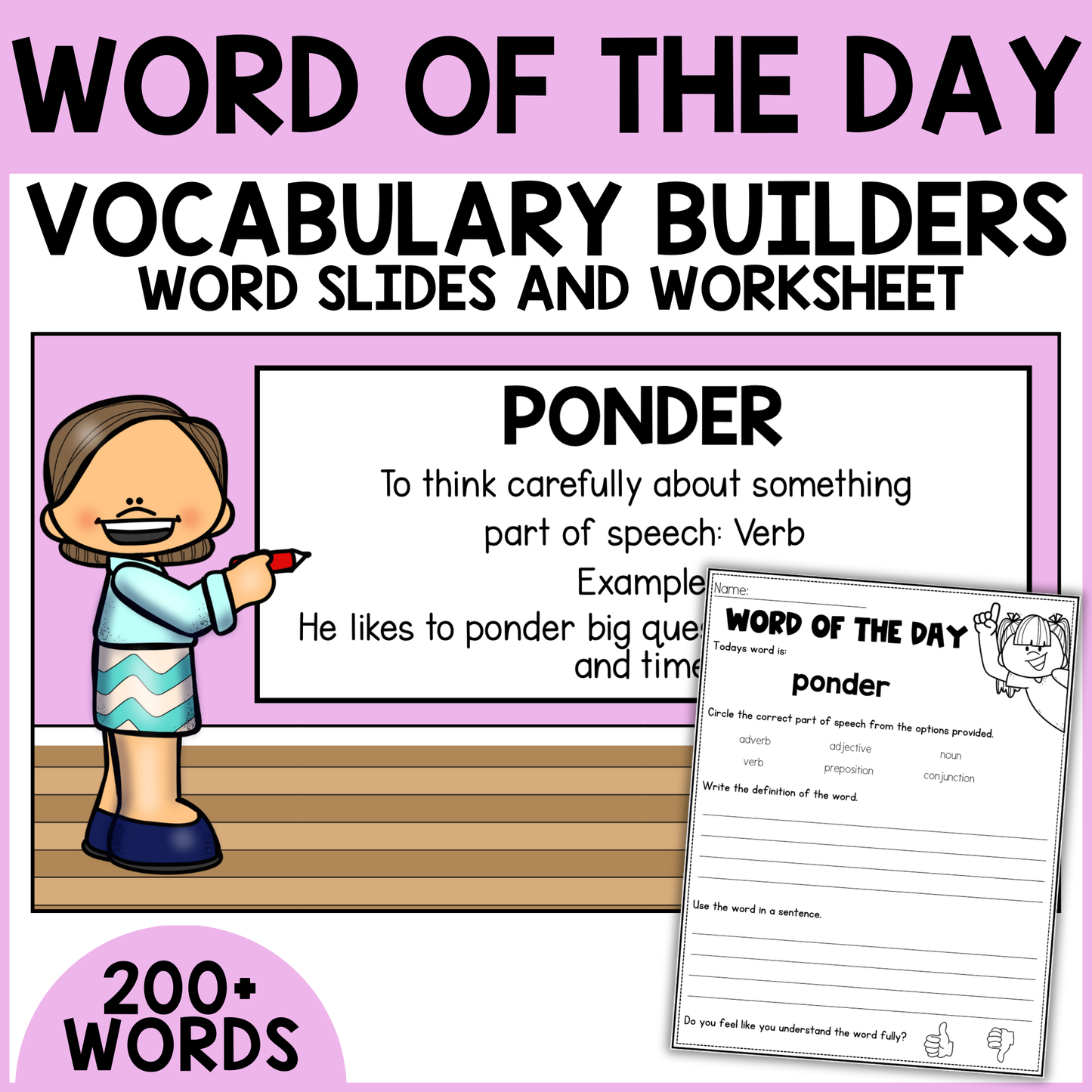 Vocabulary Word of the Day Slides and Worksheets