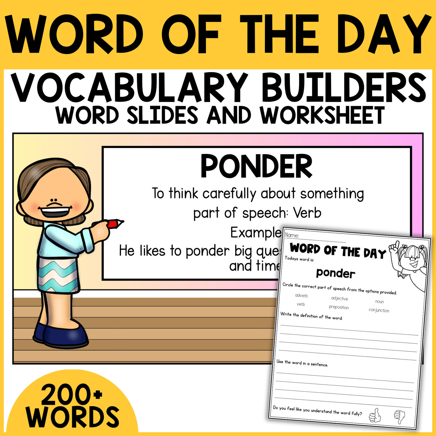 Vocabulary Word of the Day Slides and Worksheets
