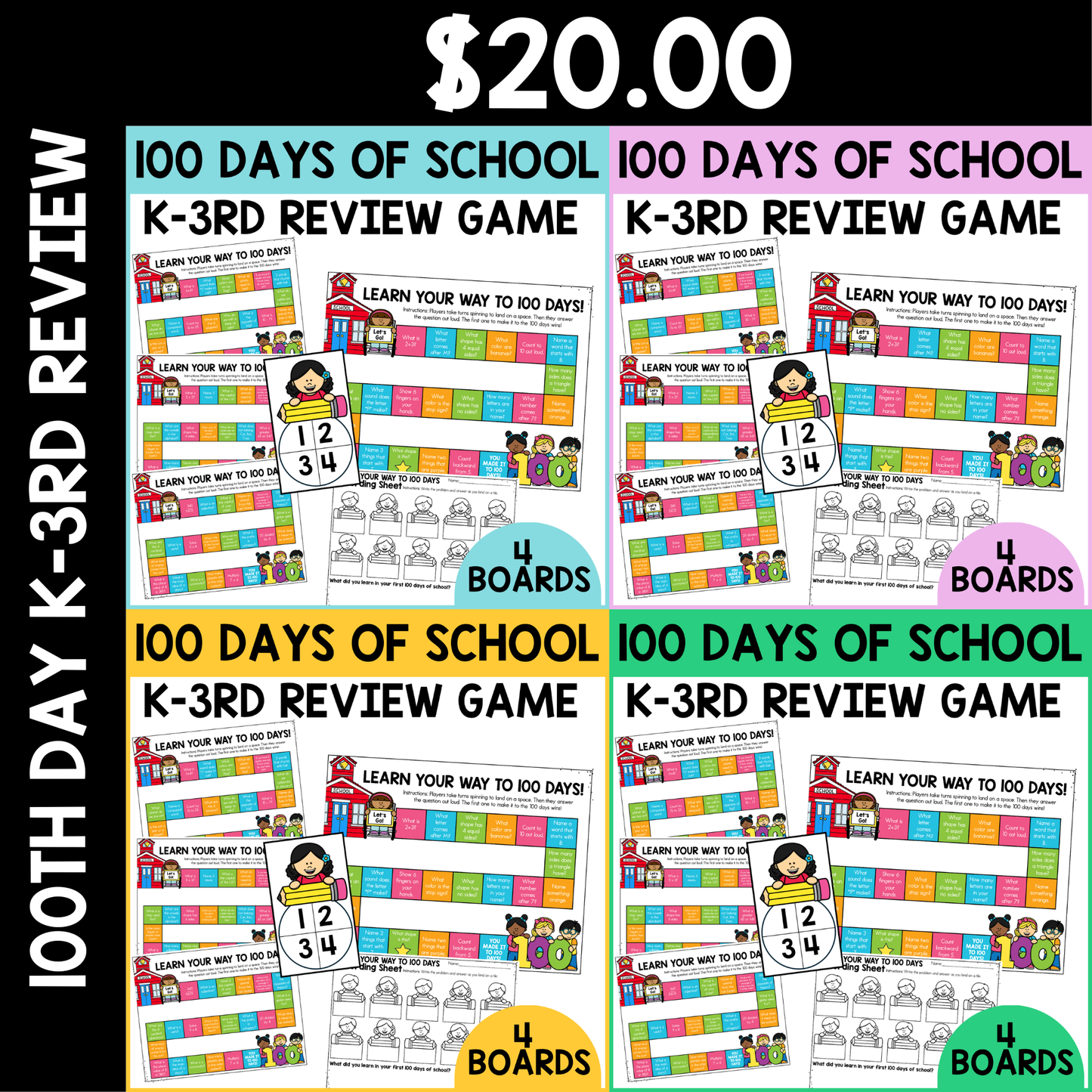 100th Day K-3rd Grade Review Games