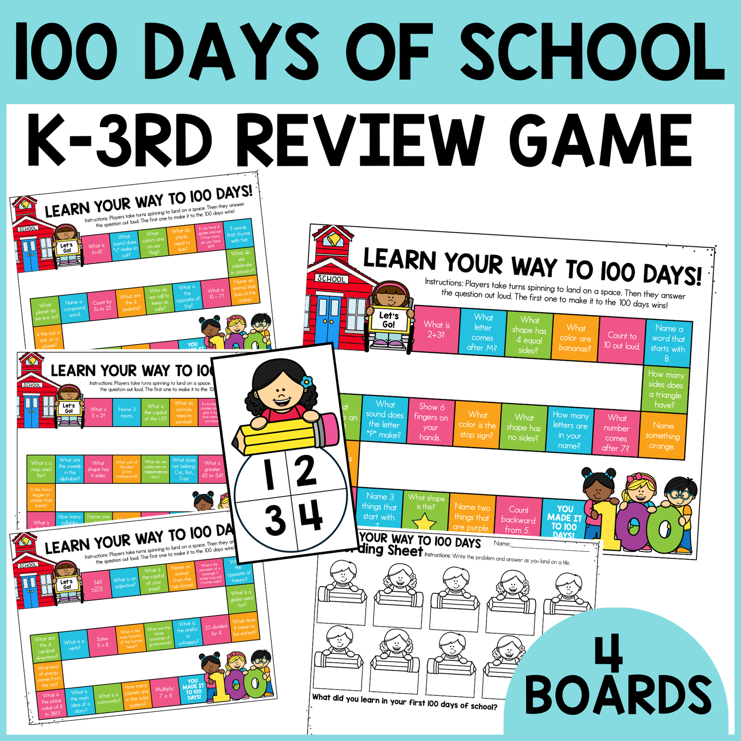 100th Day K-3rd Grade Review Games