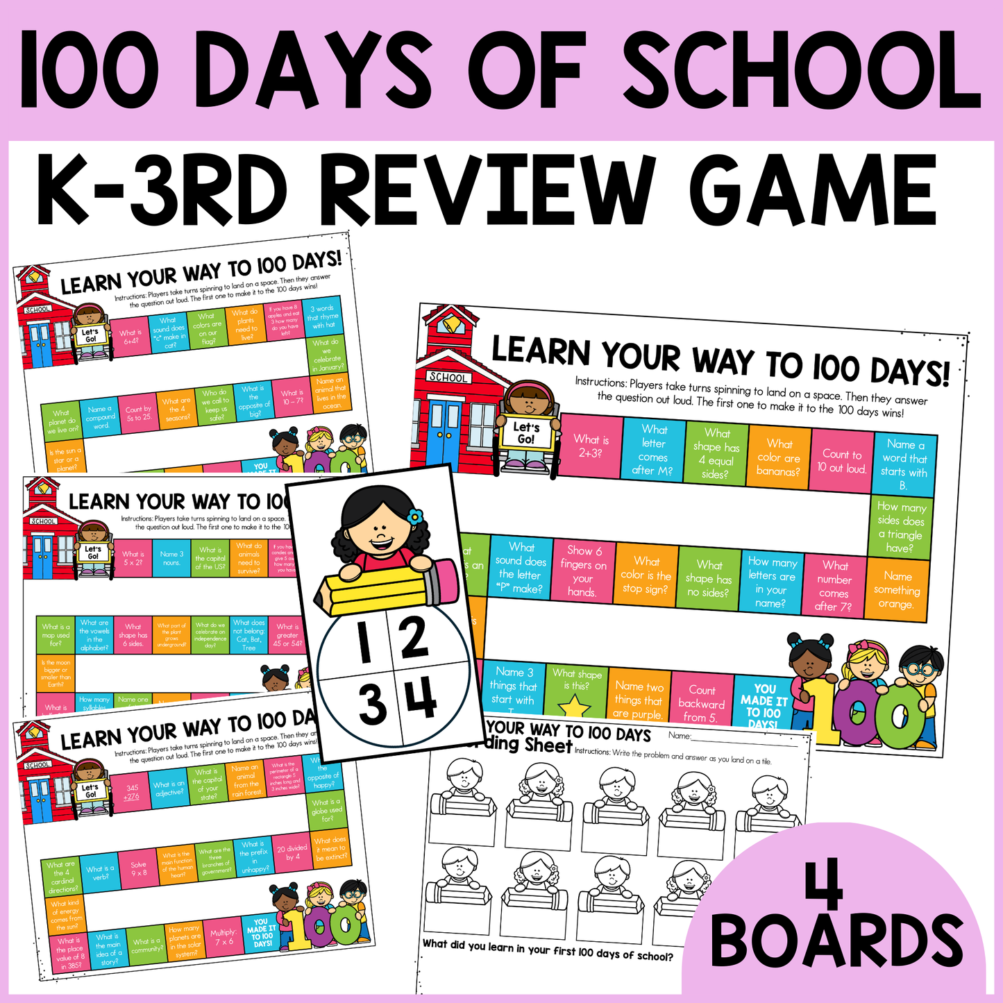 100th Day K-3rd Grade Review Games