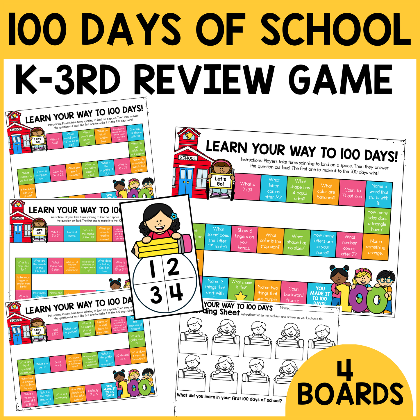 100th Day K-3rd Grade Review Games