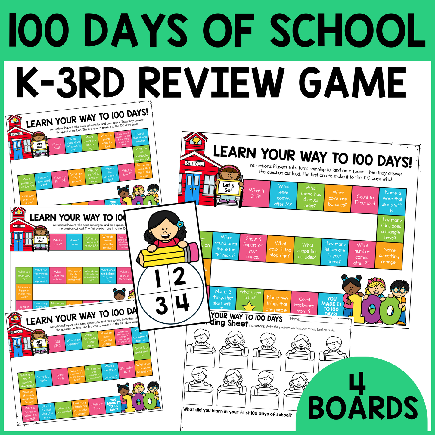 100th Day K-3rd Grade Review Games
