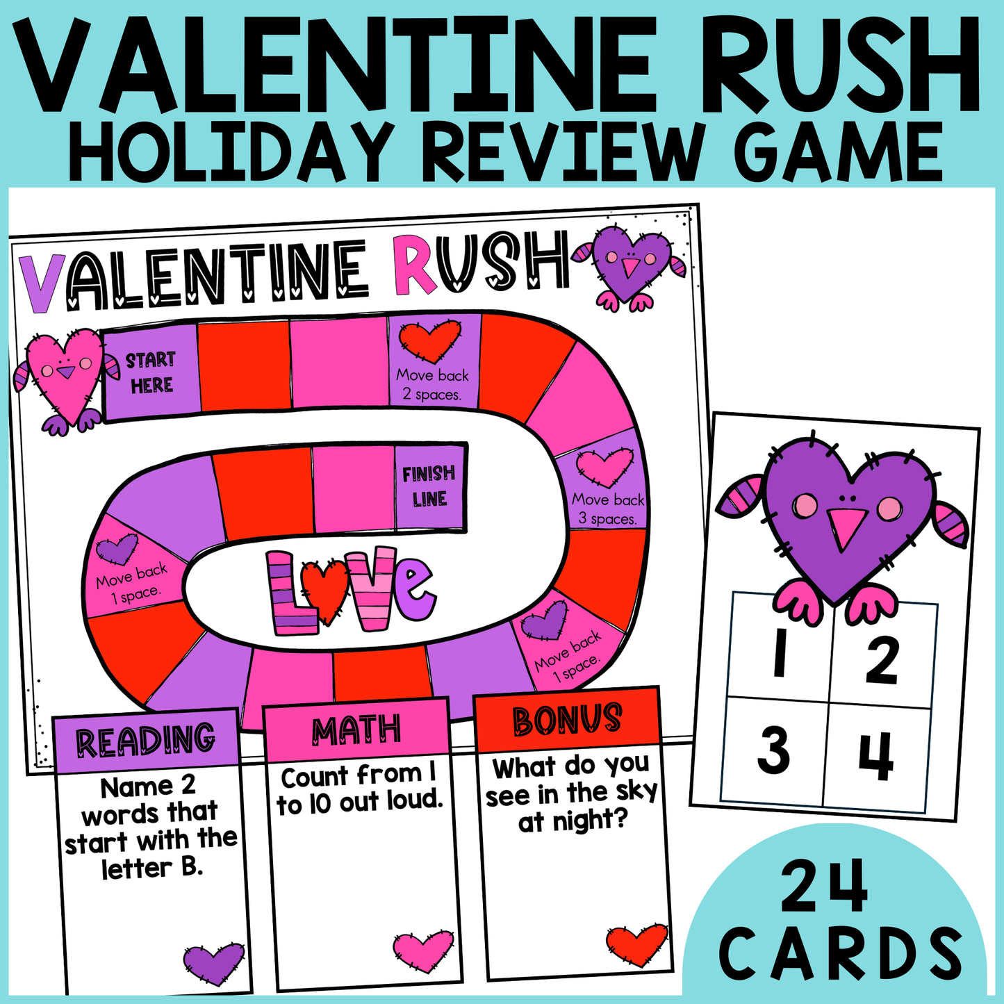 Valentine Rush Review Game - Kindergarten