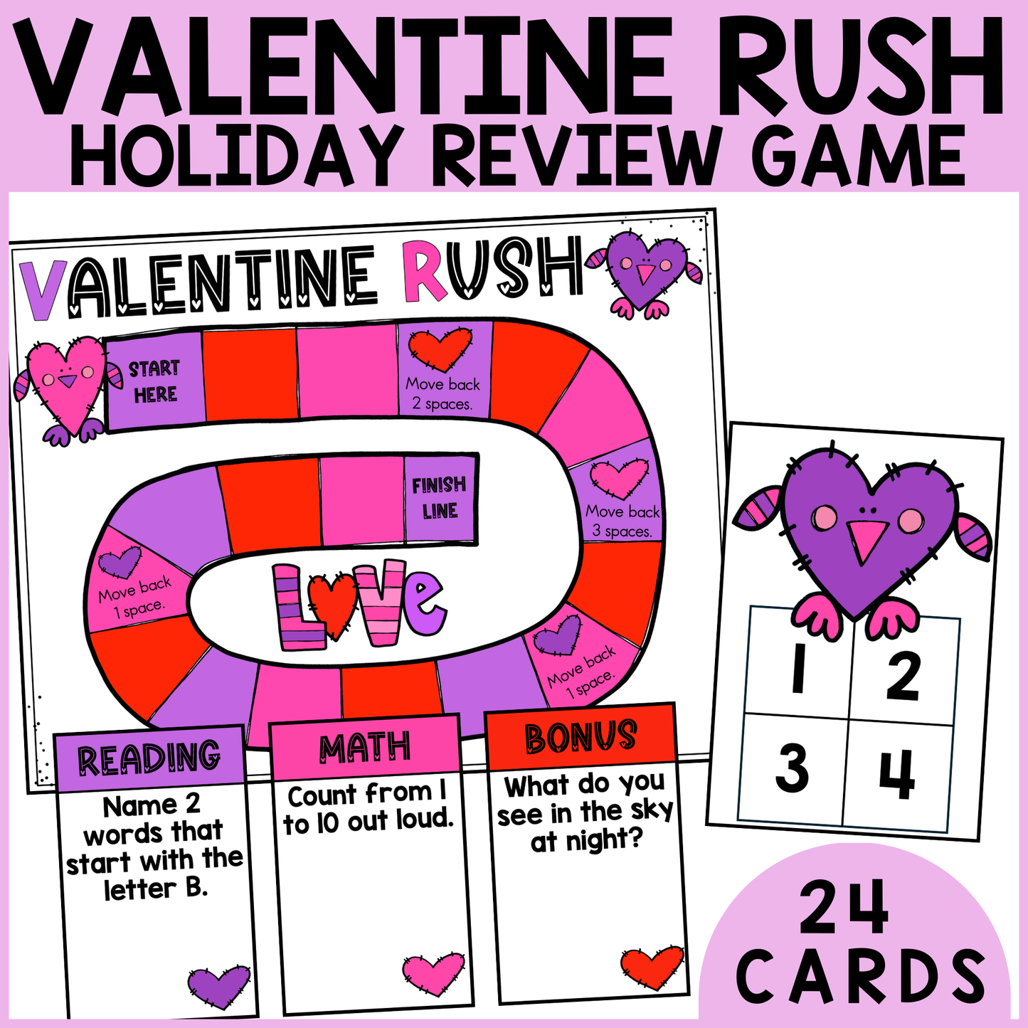 Valentine Rush Review Game - Kindergarten