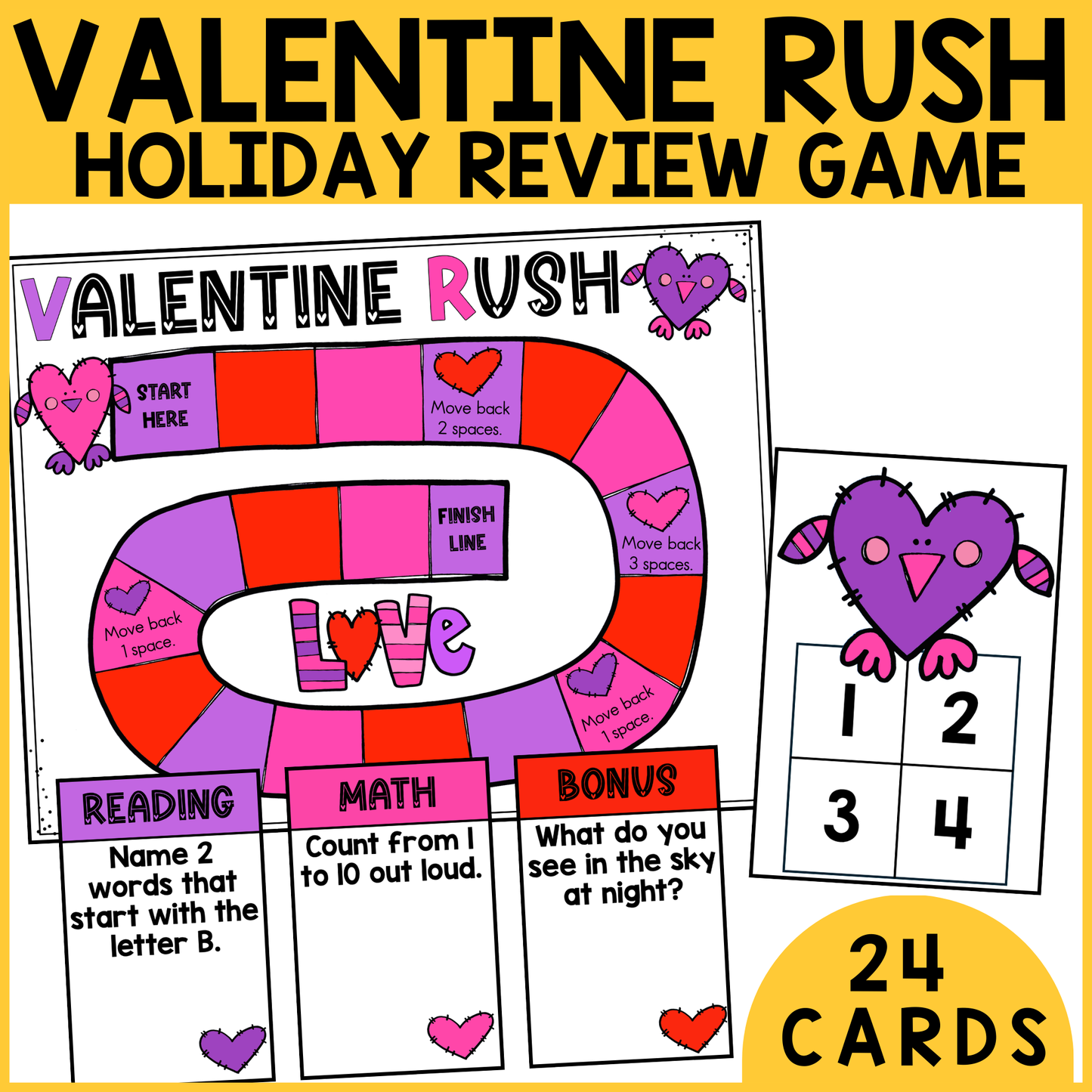 Valentine Rush Review Game - Kindergarten