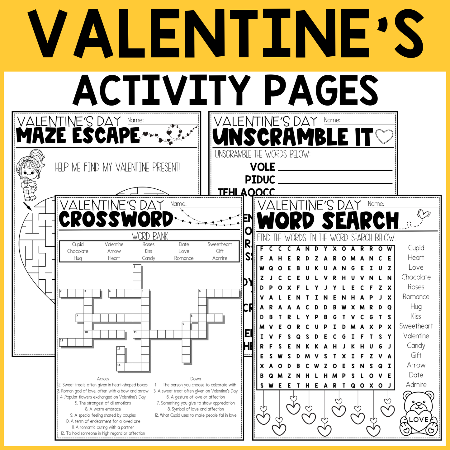 Valentine's Activity Pages