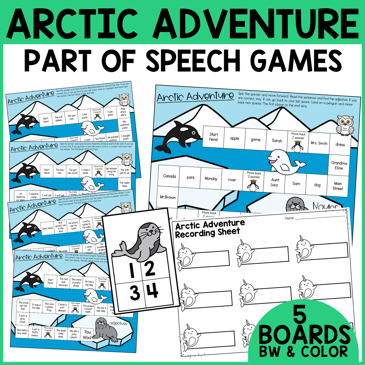 Arctic Adventure Parts of Speech Games