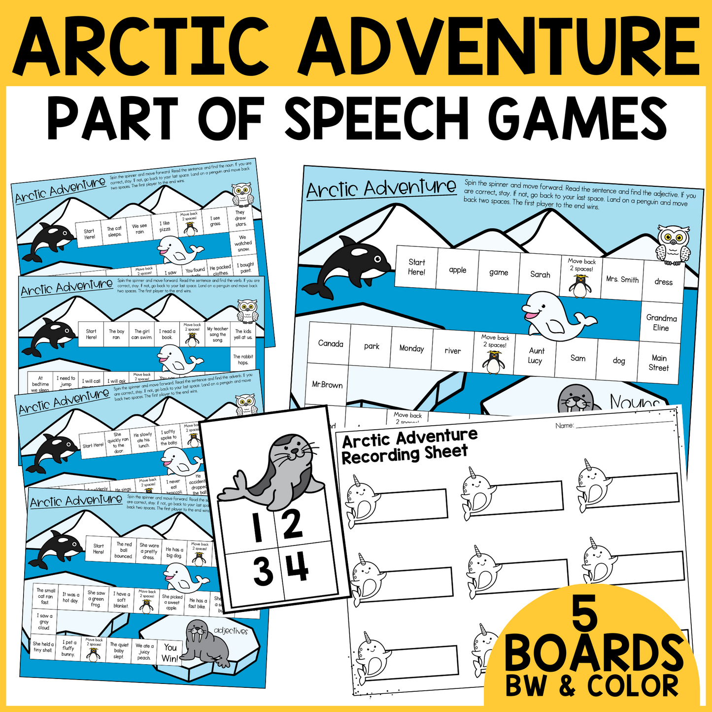 Arctic Adventure Parts of Speech Games