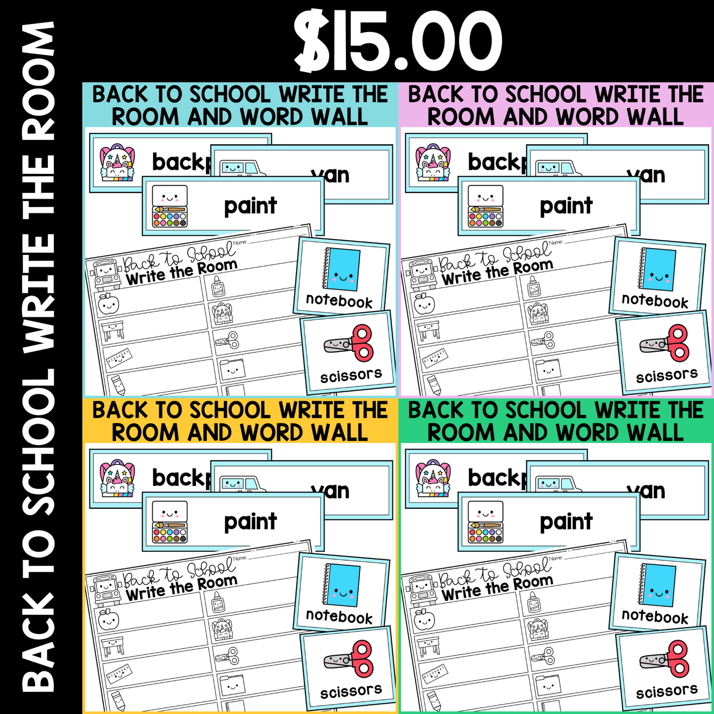 Back to School Write the Room & Word Wall