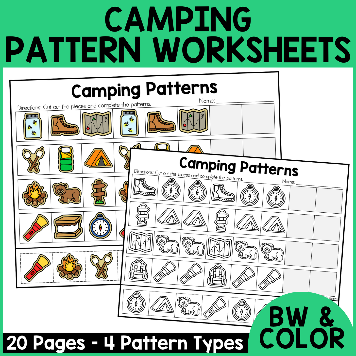 Camping Pattern Worksheets