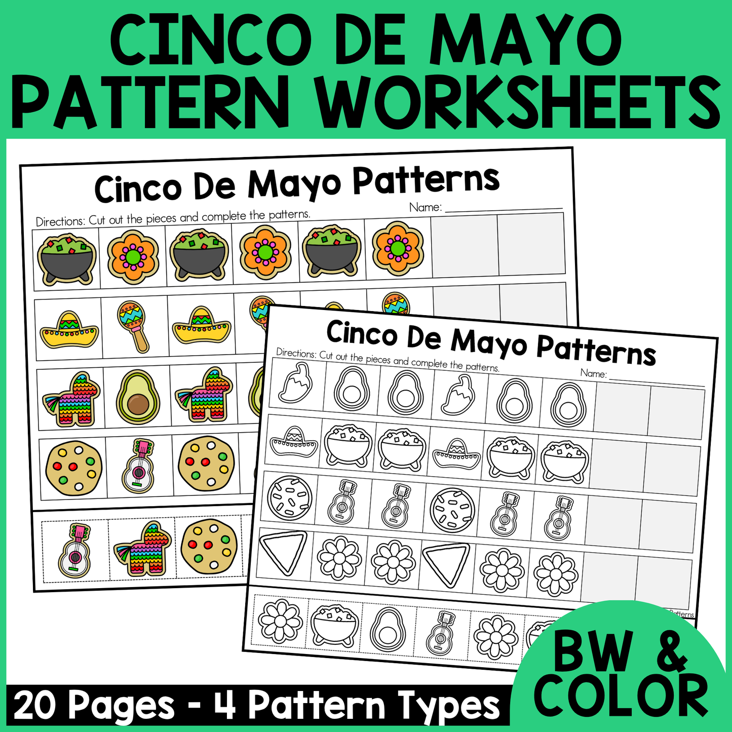 Cinco De Mayo Pattern Worksheets