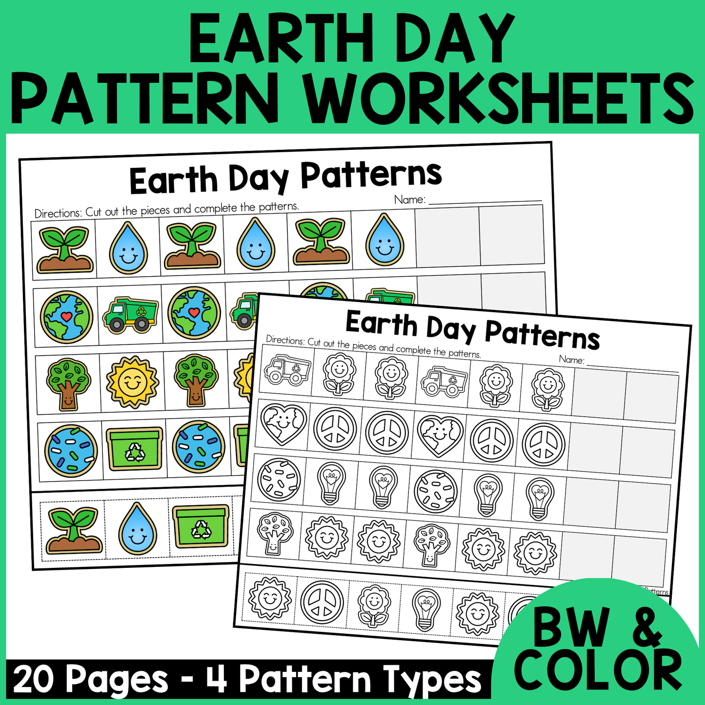Earth Day Pattern Worksheets