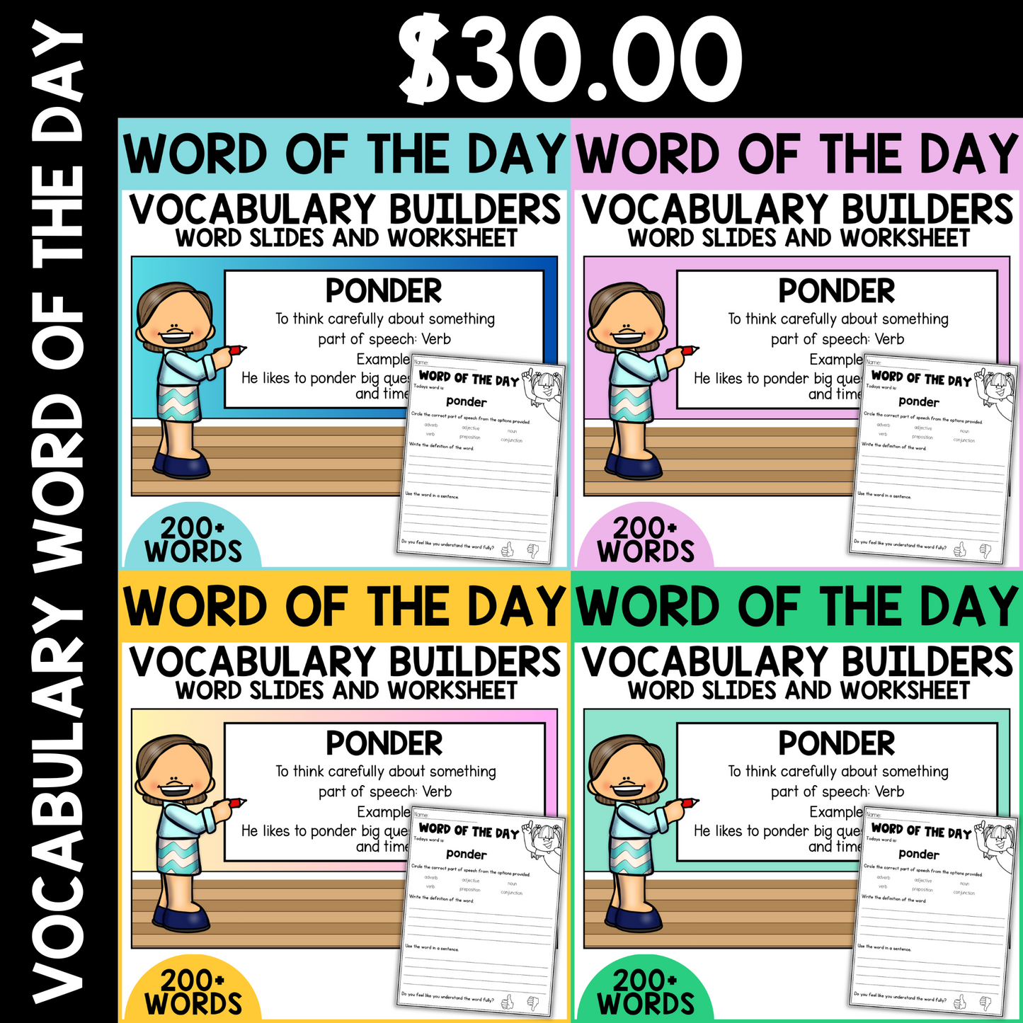 Vocabulary Word of the Day Slides and Worksheets
