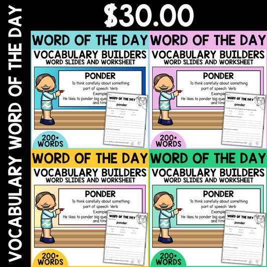 Vocabulary Word of the Day Slides and Worksheets