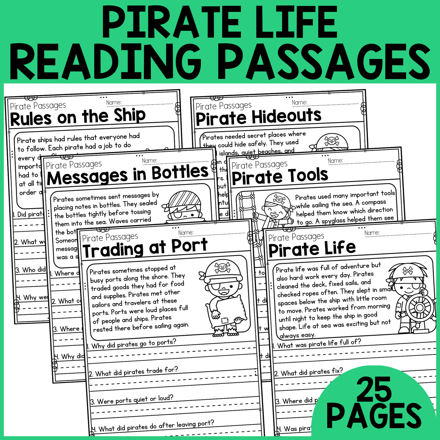 Pirate Life Reading Passages
