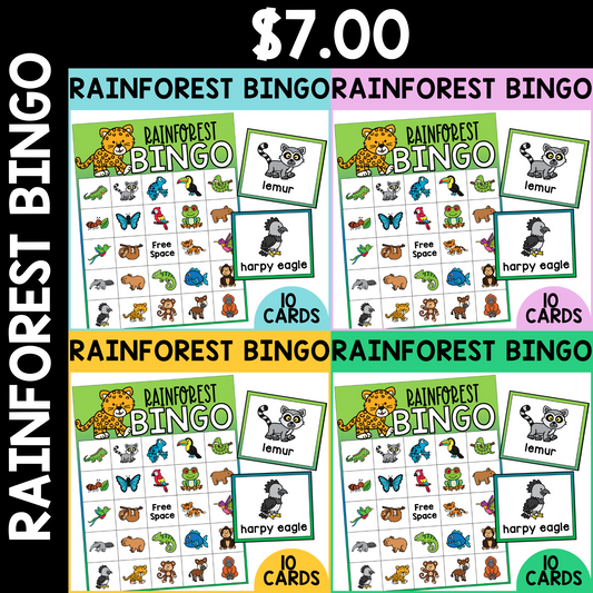 Rainforest Animal Bingo