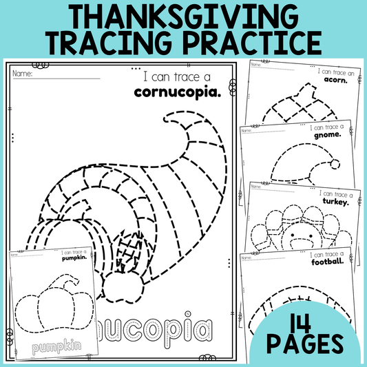 Thanksgiving Tracing Worksheets