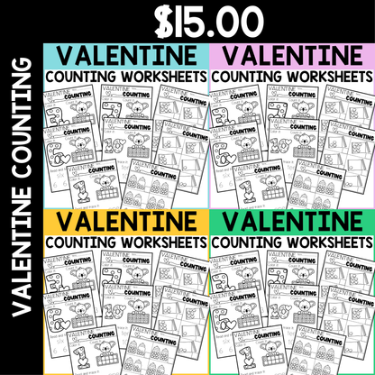 Valentine's Day Counting Worksheets