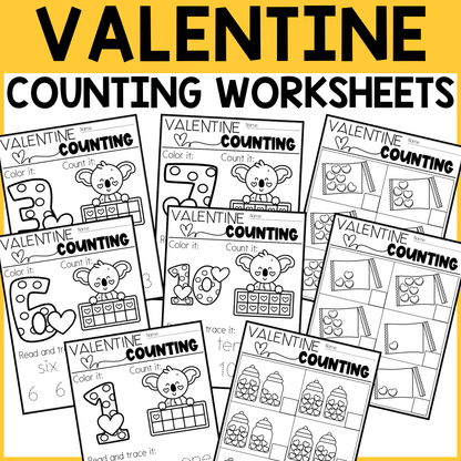 Valentine's Day Counting Worksheets