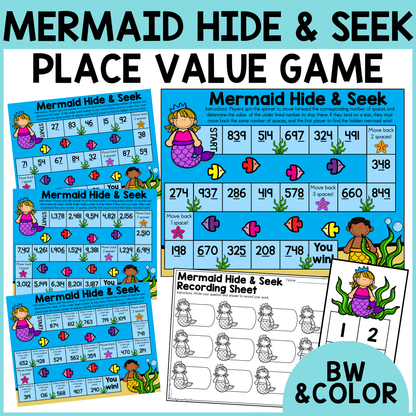 Mermaid Hide & Seek Place Value Game