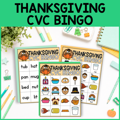 Thanksgiving CVC Word Bingo