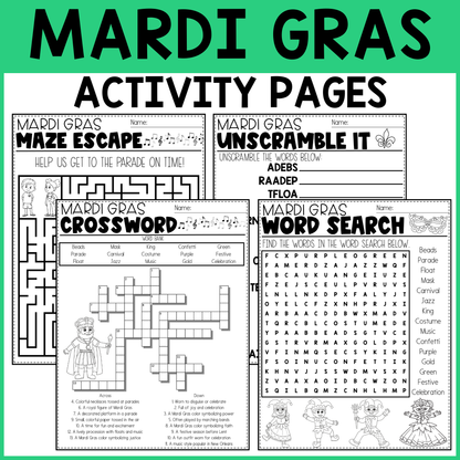 Mardi Gras Activity Pages