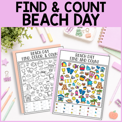 Beach Day Find and Count -  Find, Color, Count Activity