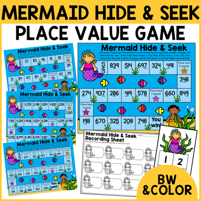 Mermaid Hide & Seek Place Value Game
