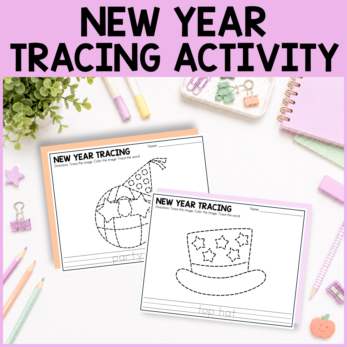 New Year Tracing Activity
