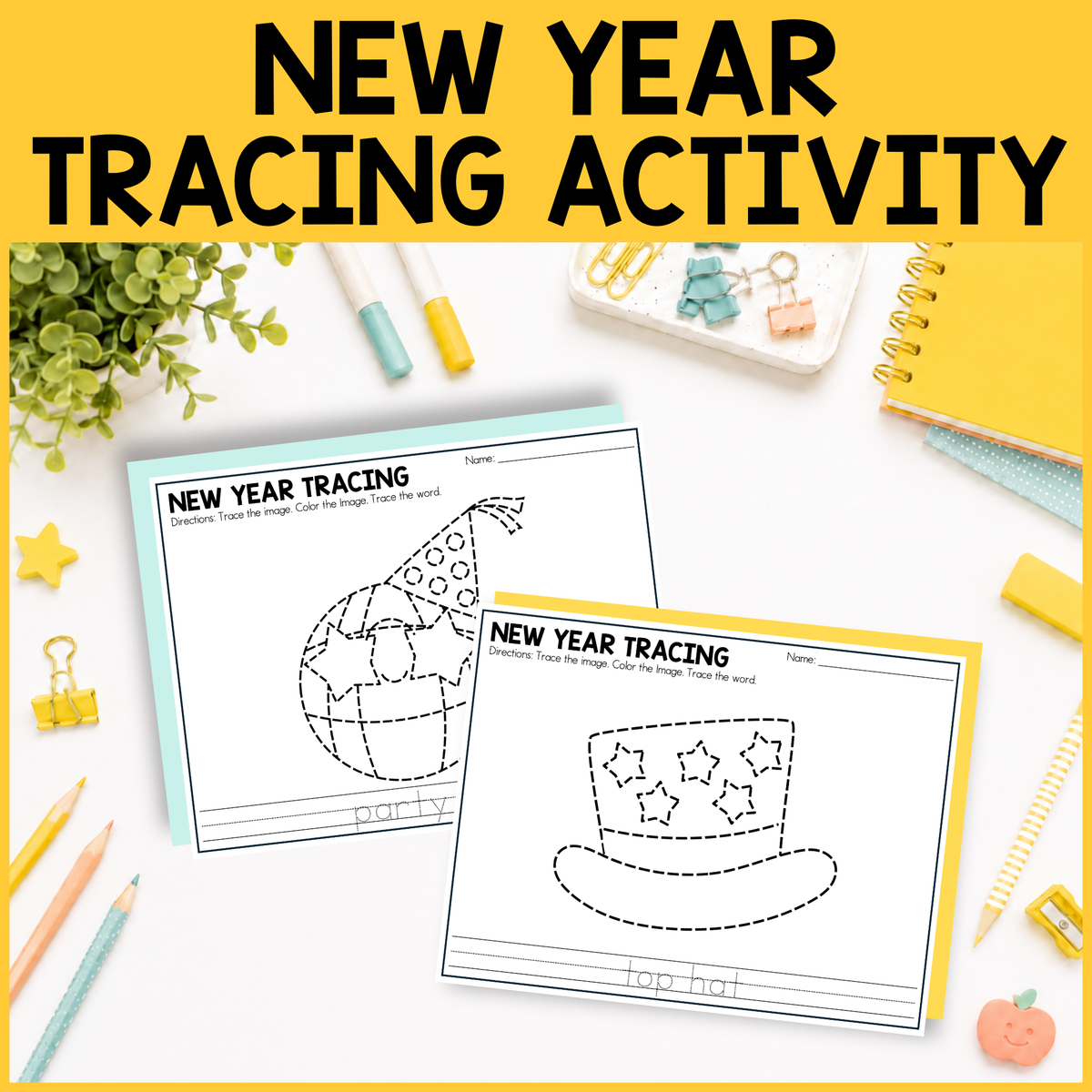 New Year Tracing Activity