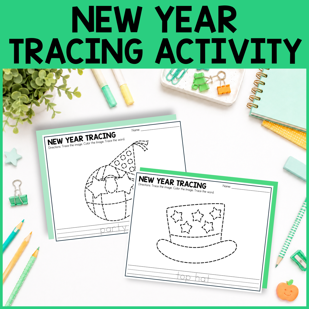 New Year Tracing Activity