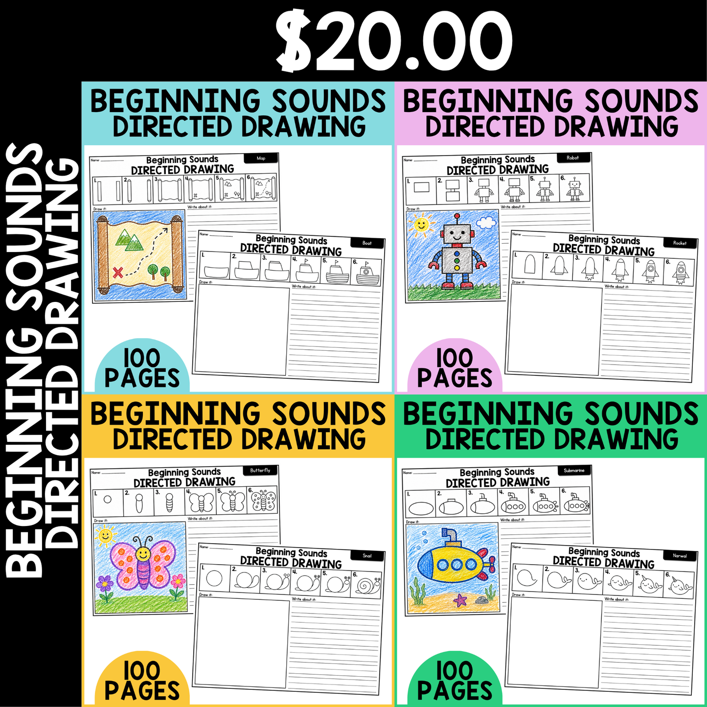 Beginning Sounds Directed Drawing (Alphabet)