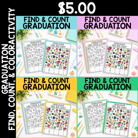 Graduation Find and Count -  Find, Color, Count Activity