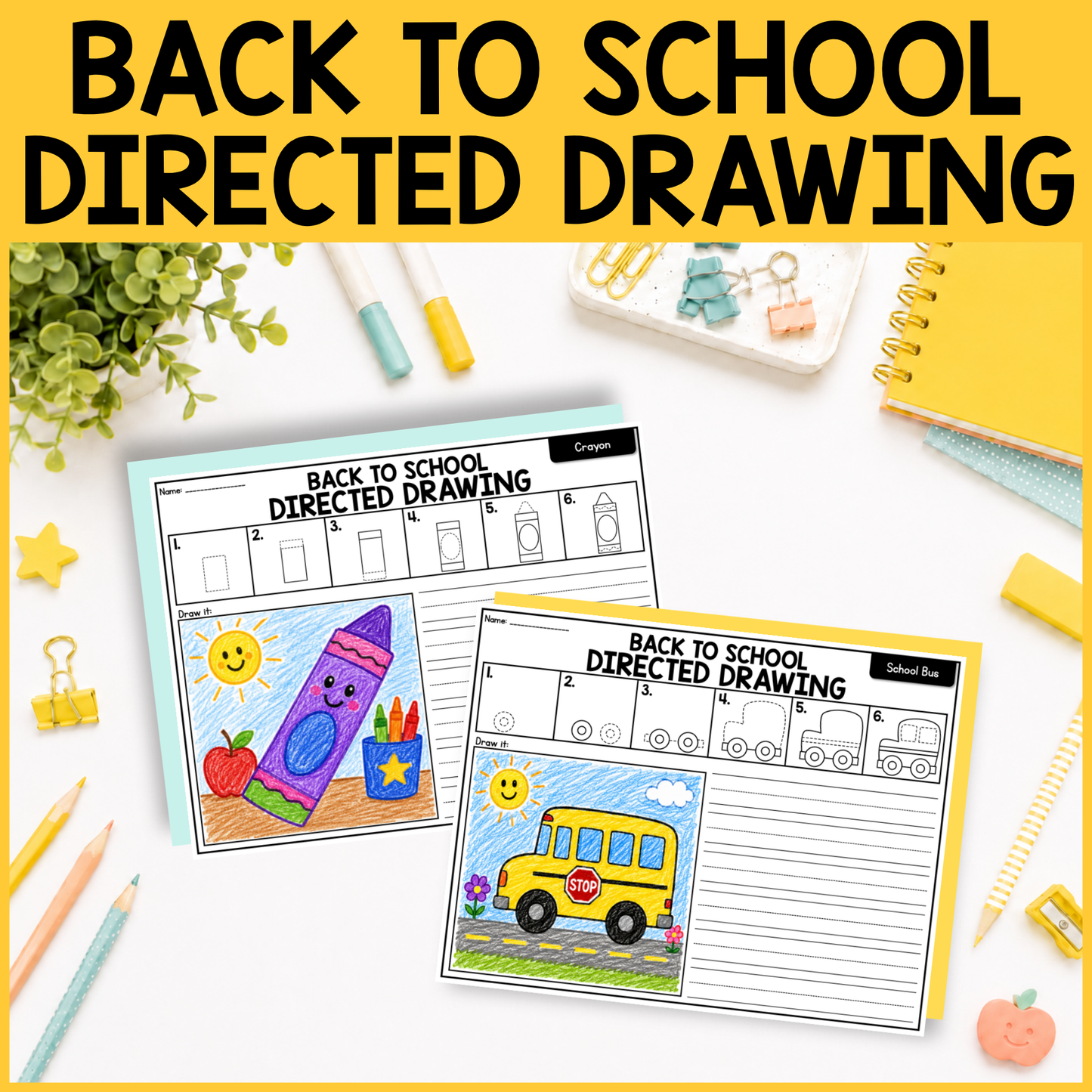 Back to School Directed Drawing