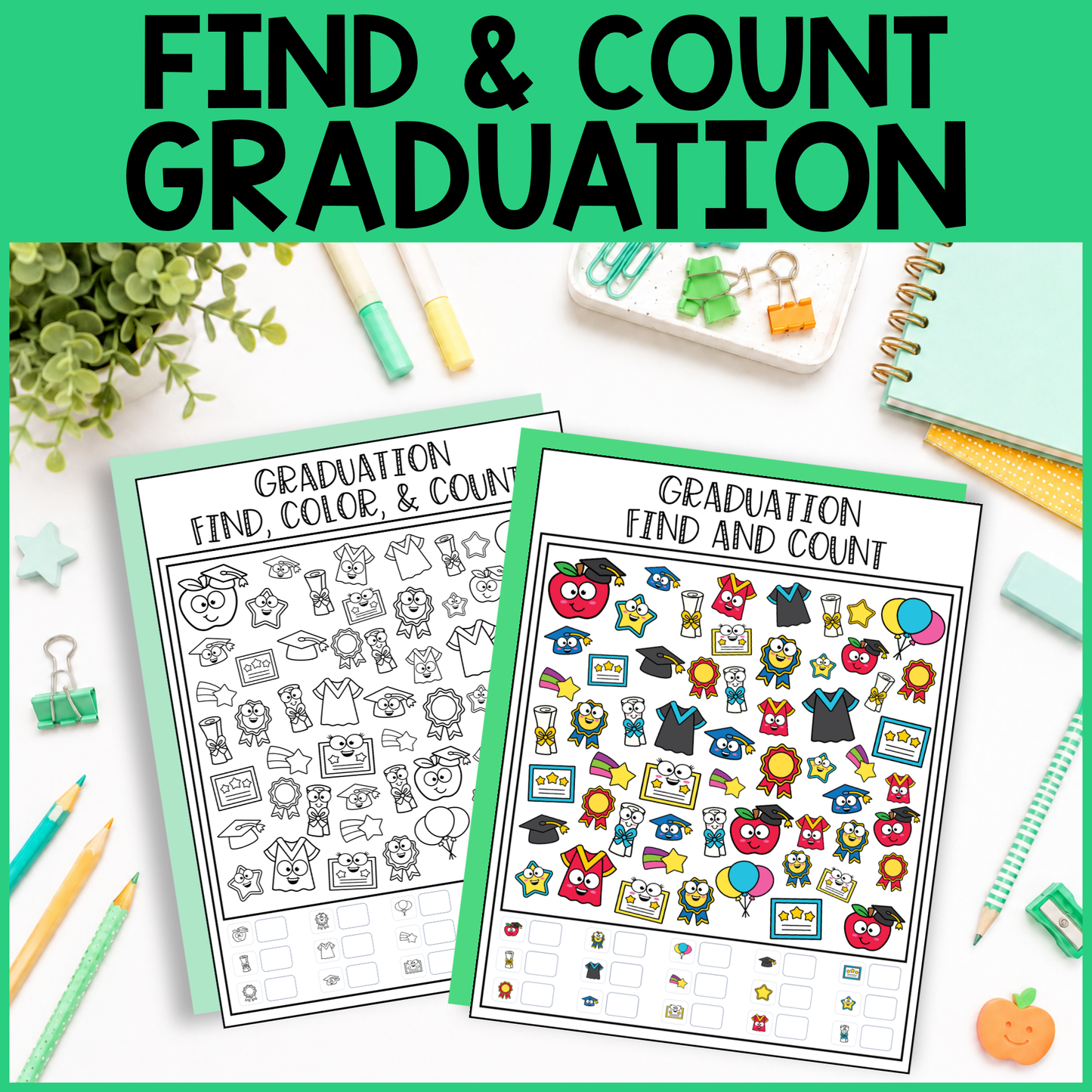 Graduation Find and Count -  Find, Color, Count Activity