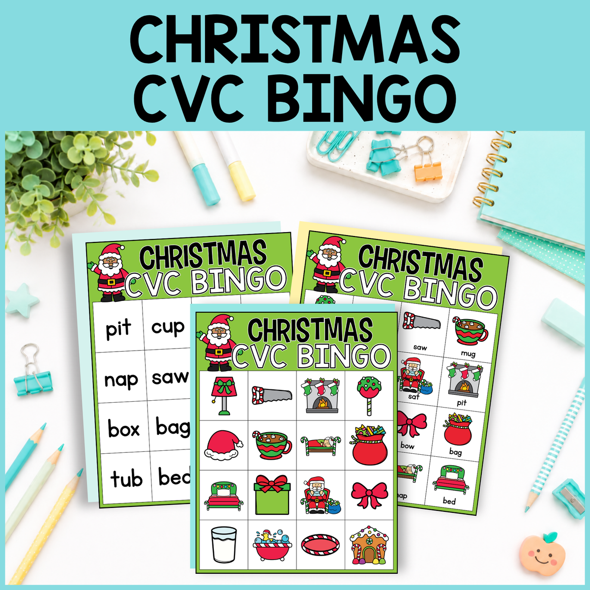 Christmas CVC Word Bingo