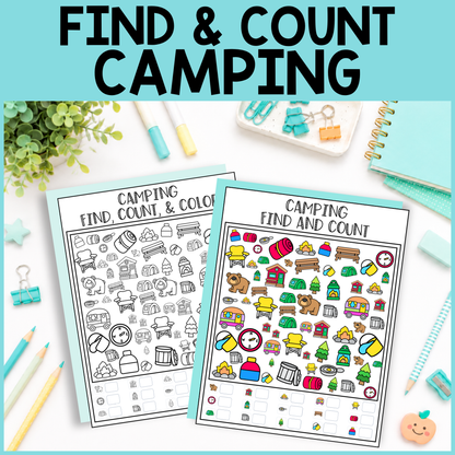 Camping Find and Count -  Find, Color, Count Activity