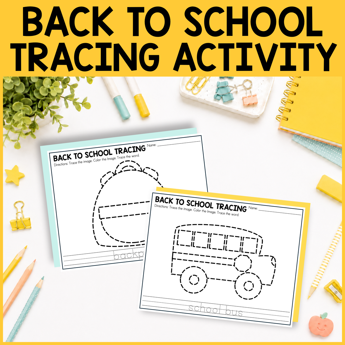 Back to School Tracing Activity