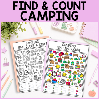 Camping Find and Count -  Find, Color, Count Activity