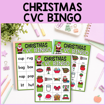 Christmas CVC Word Bingo